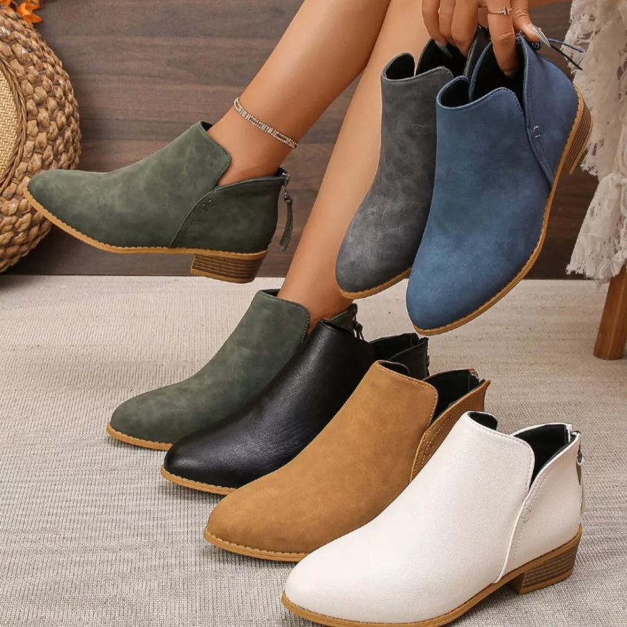 Point Toe Block Heels Boots Apparel and Accessories