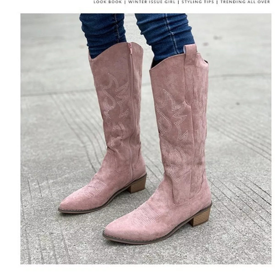 Point Toe Block Heels Boots Apparel and Accessories