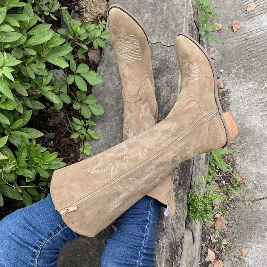 Point Toe Block Heels Boots Apparel and Accessories