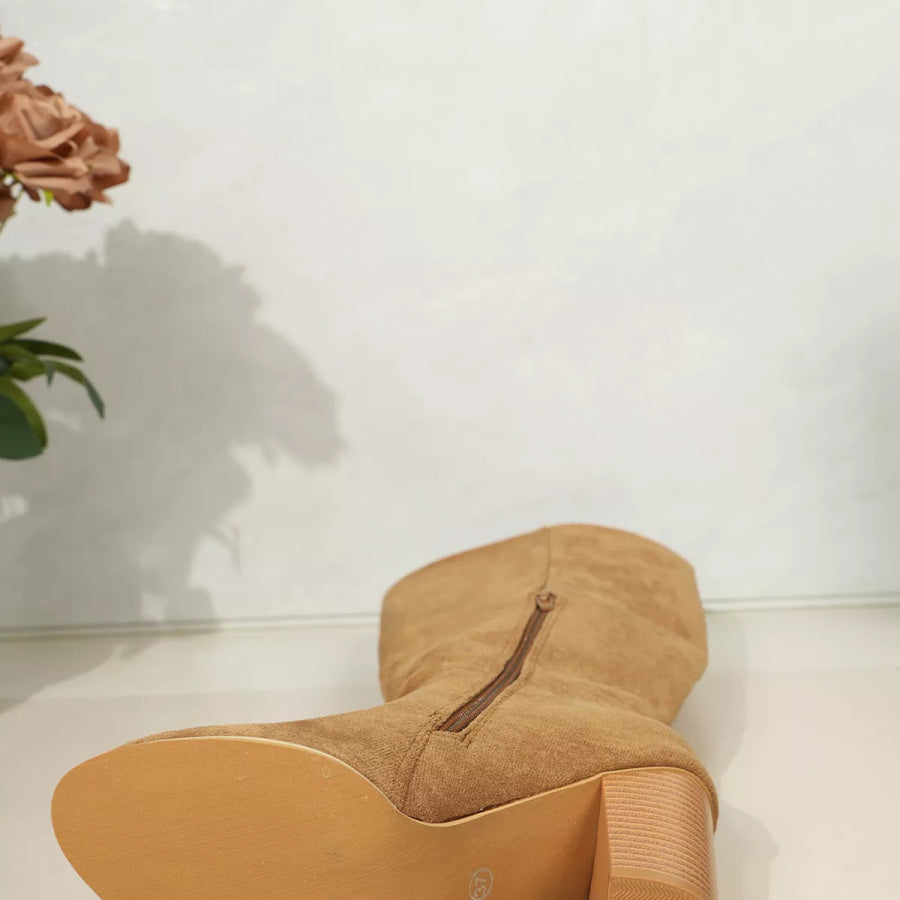 Point Toe Block Heels Boots Apparel and Accessories