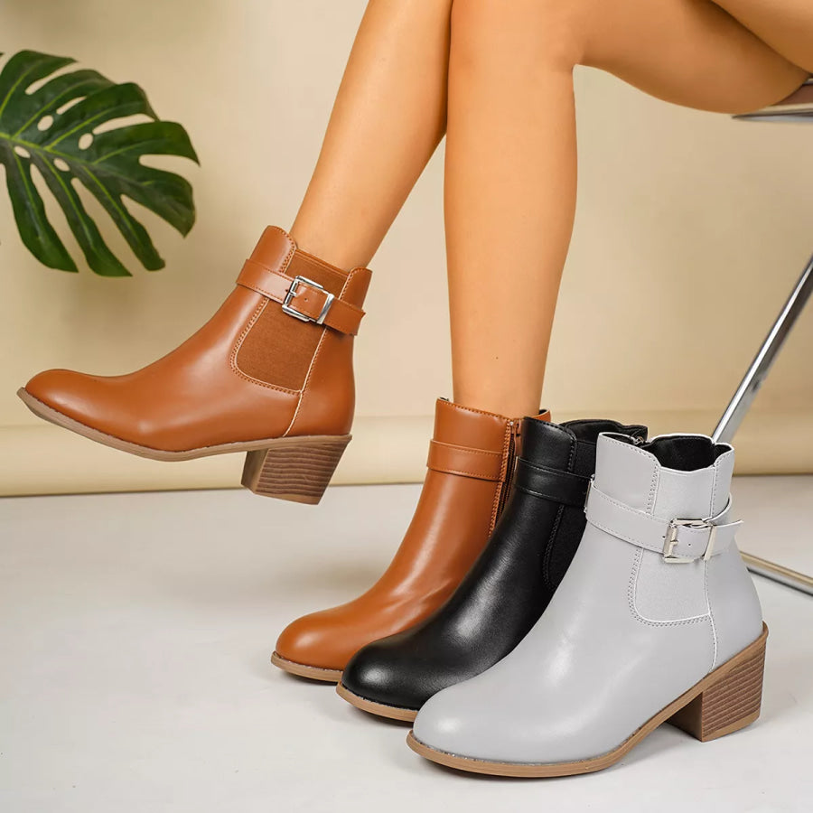 Point Toe Block Heels Boots Apparel and Accessories