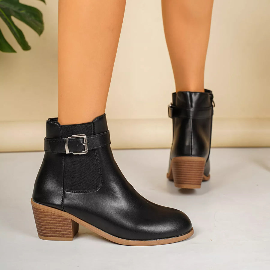 Point Toe Block Heels Boots Apparel and Accessories