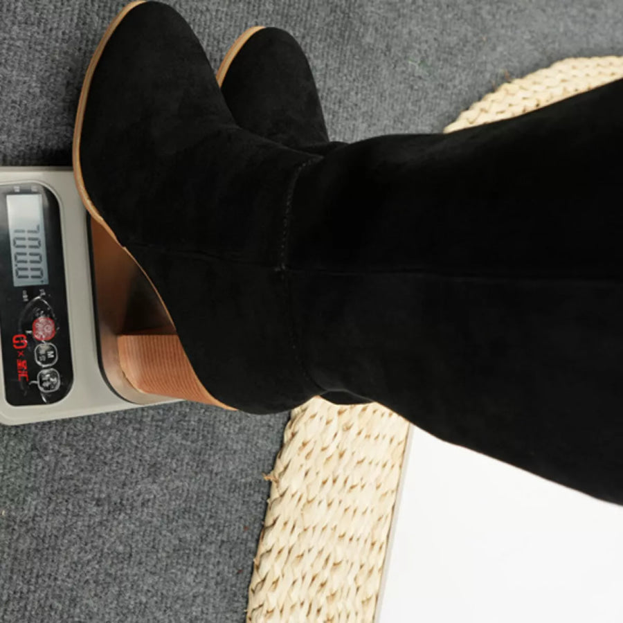 Point Toe Block Heels Boots Apparel and Accessories