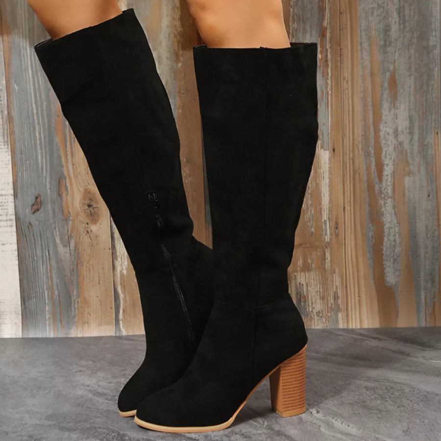 Point Toe Block Heels Boots Apparel and Accessories