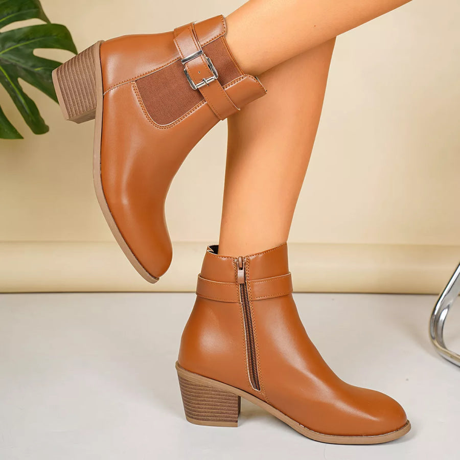 Point Toe Block Heels Boots Apparel and Accessories