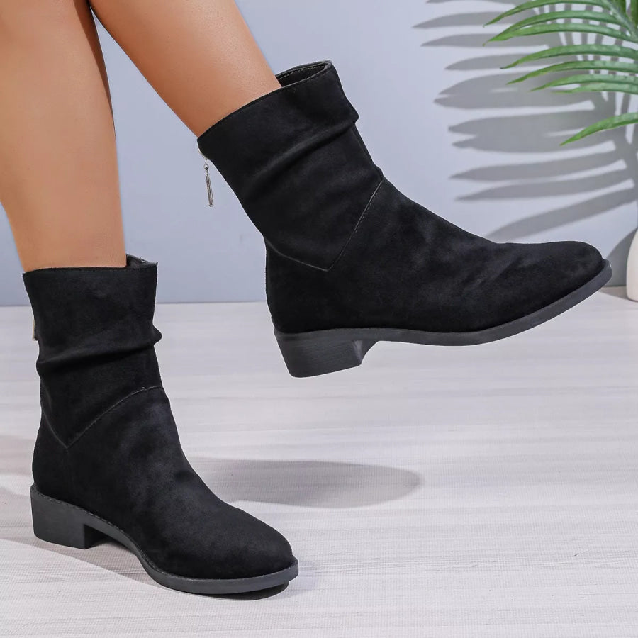 Point Toe Block Heels Boots Apparel and Accessories