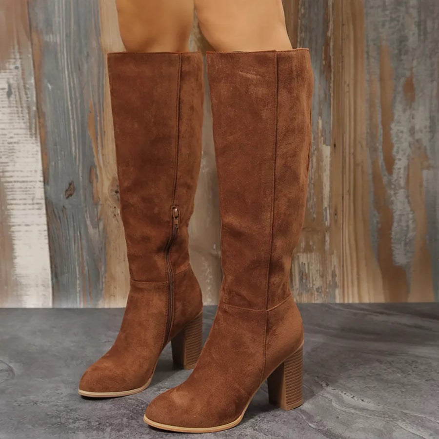 Point Toe Block Heels Boots Apparel and Accessories