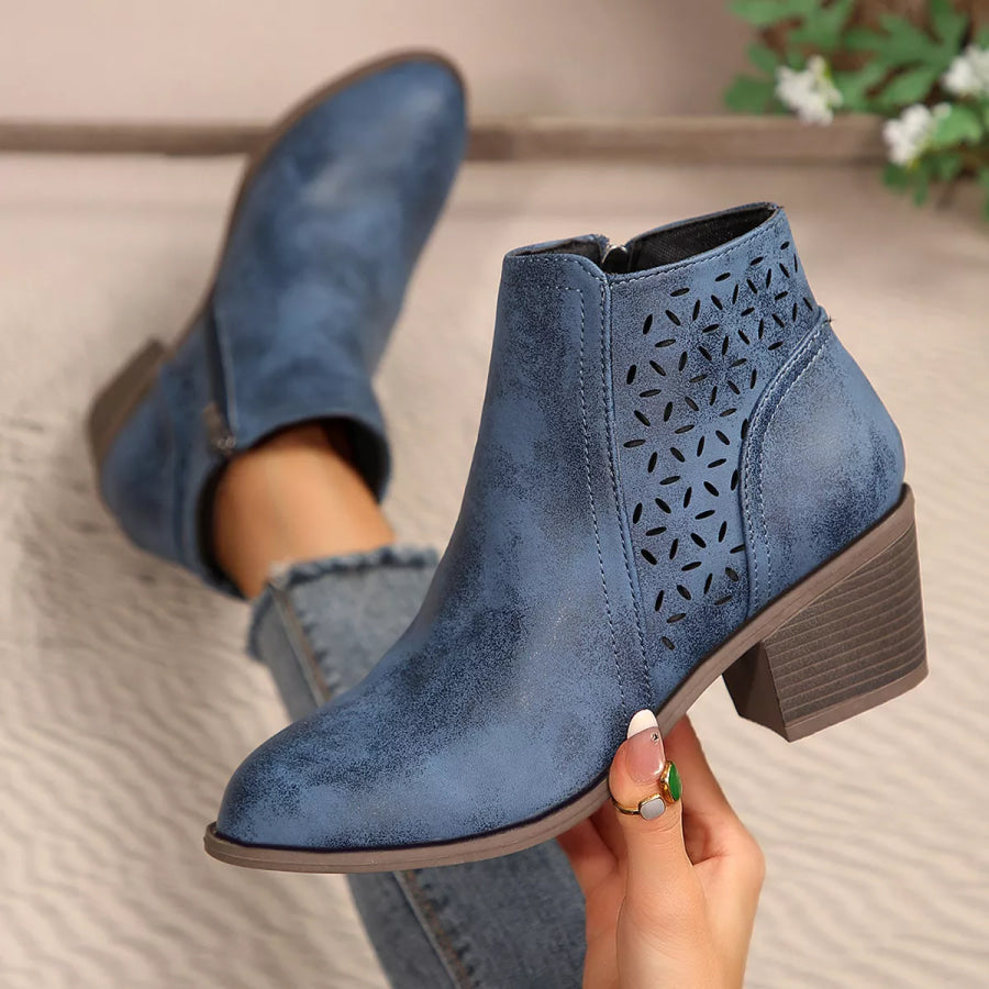 Point Toe Block Heels Boots Apparel and Accessories