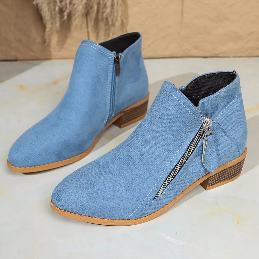 Point Toe Block Heels Boots Apparel and Accessories