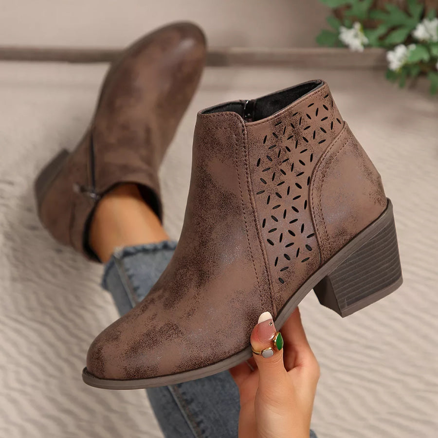 Point Toe Block Heels Boots Apparel and Accessories