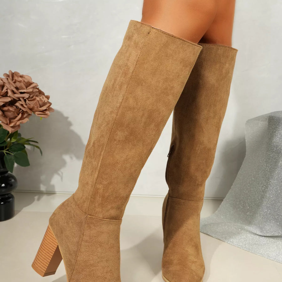 Point Toe Block Heels Boots Apparel and Accessories