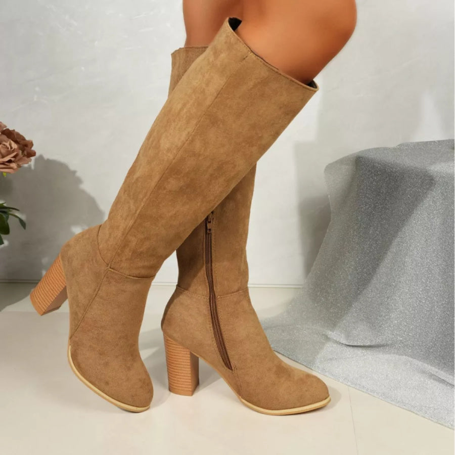 Point Toe Block Heels Boots Apparel and Accessories