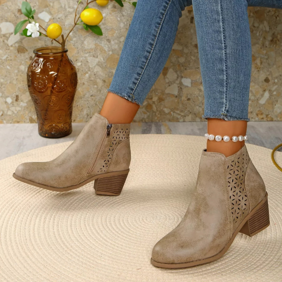 Point Toe Block Heels Boots Apparel and Accessories