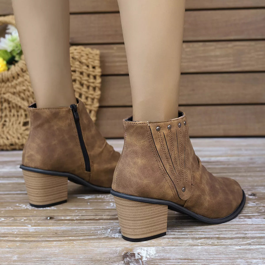 Point Toe Block Heels Boots Apparel and Accessories