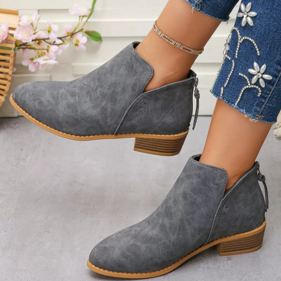 Point Toe Block Heels Boots Apparel and Accessories