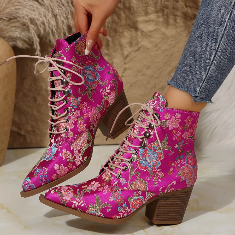 Point Toe Block Heels Boots Apparel and Accessories