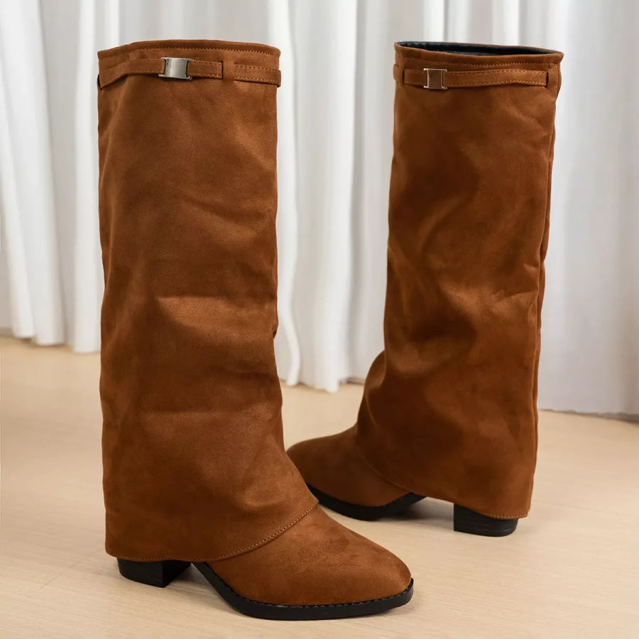 Point Toe Block Heels Boots Apparel and Accessories