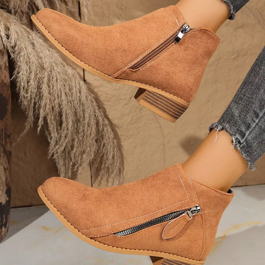 Point Toe Block Heels Boots Apparel and Accessories