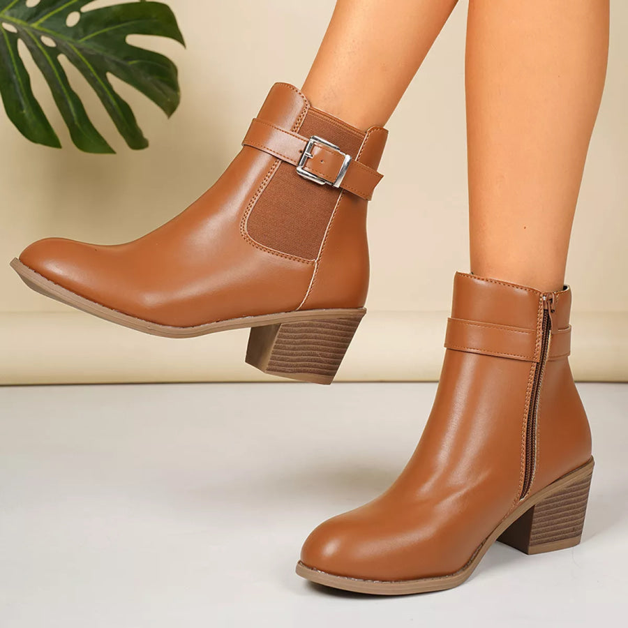 Point Toe Block Heels Boots Apparel and Accessories
