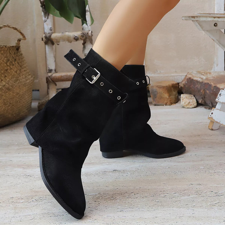 Point Toe Block Heels Boots Apparel and Accessories