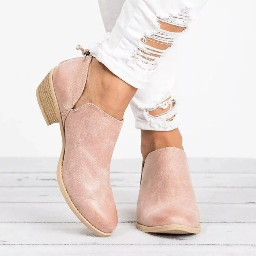 Point Toe Block Heels Boots Apparel and Accessories