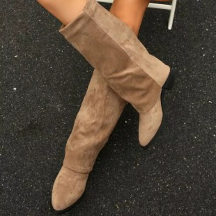 Point Toe Block Heels Boots Apparel and Accessories
