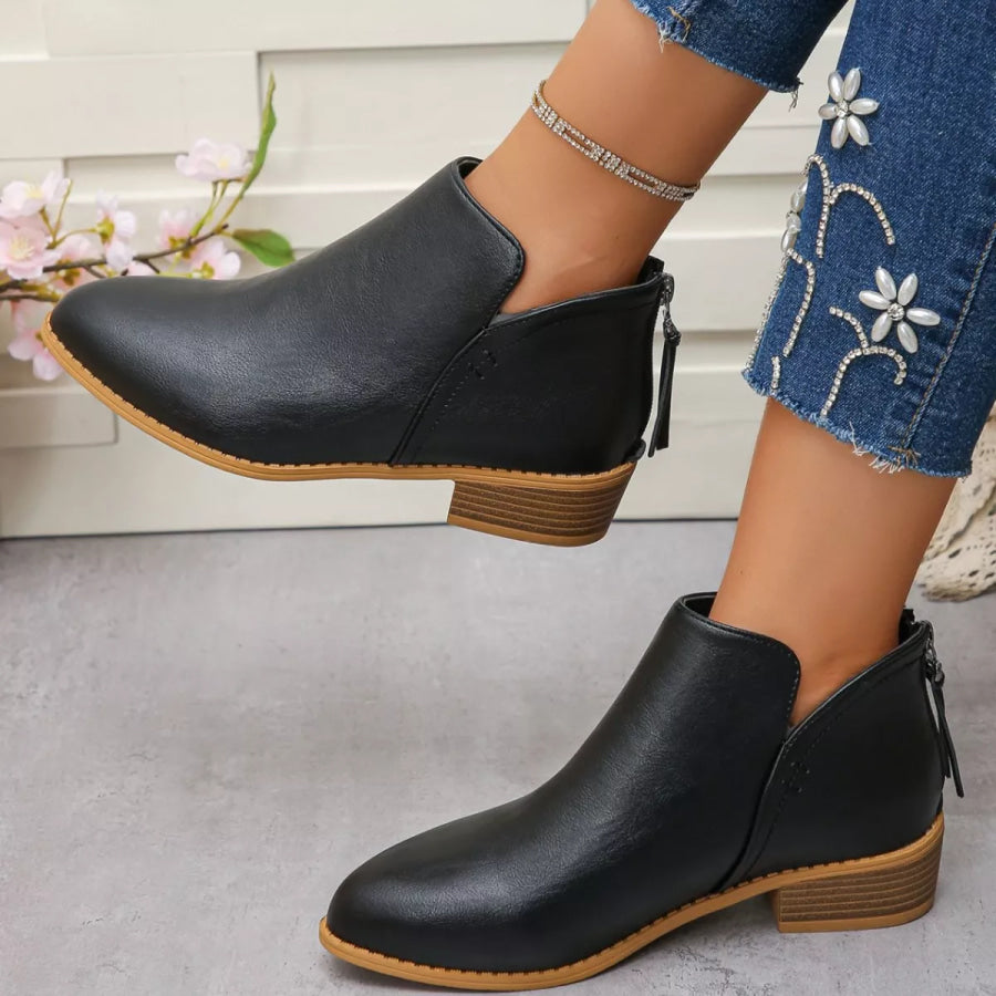 Point Toe Block Heels Boots Apparel and Accessories