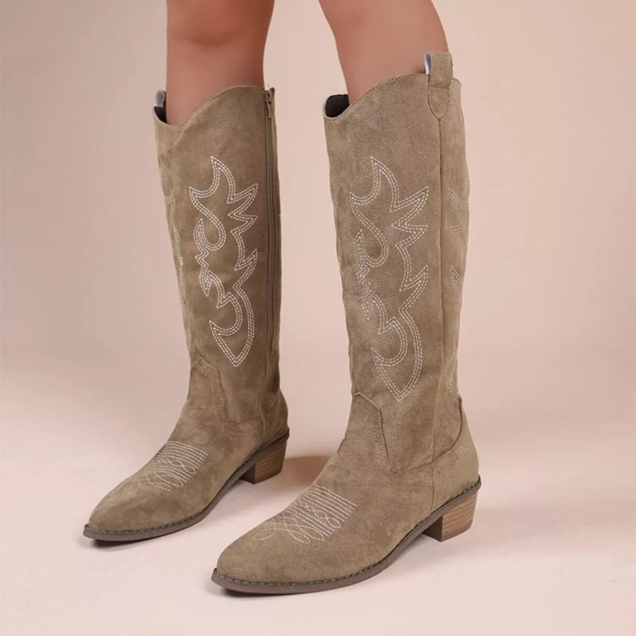 Point Toe Block Heels Boots Apparel and Accessories