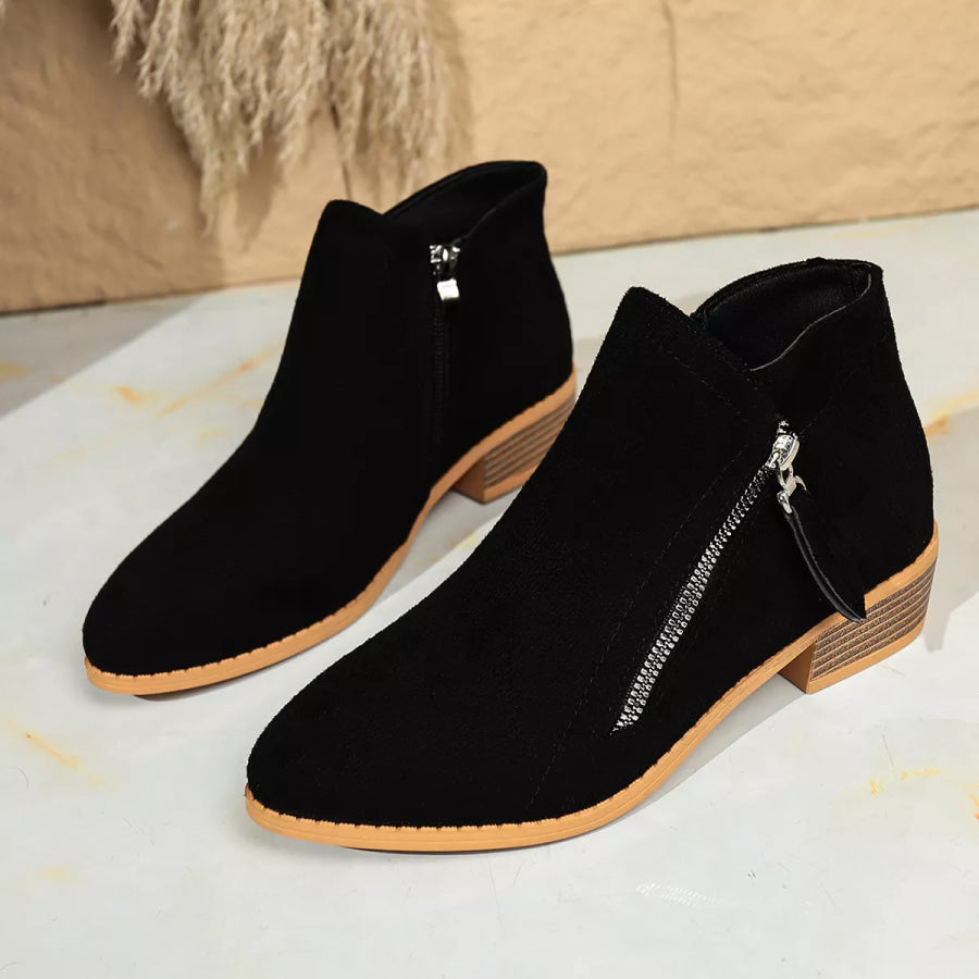 Point Toe Block Heels Boots Apparel and Accessories