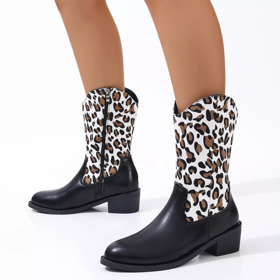 Point Toe Block Heels Boots Apparel and Accessories