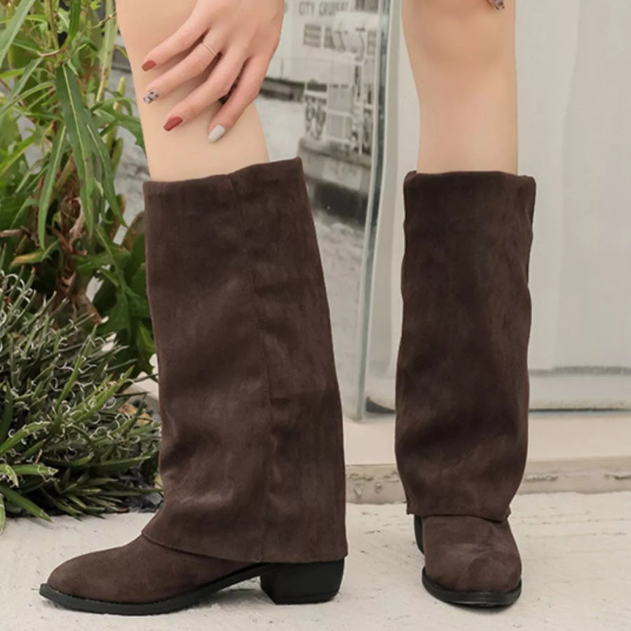 Point Toe Block Heels Boots Apparel and Accessories