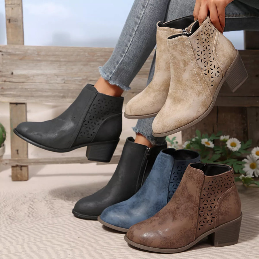 Point Toe Block Heels Boots Apparel and Accessories