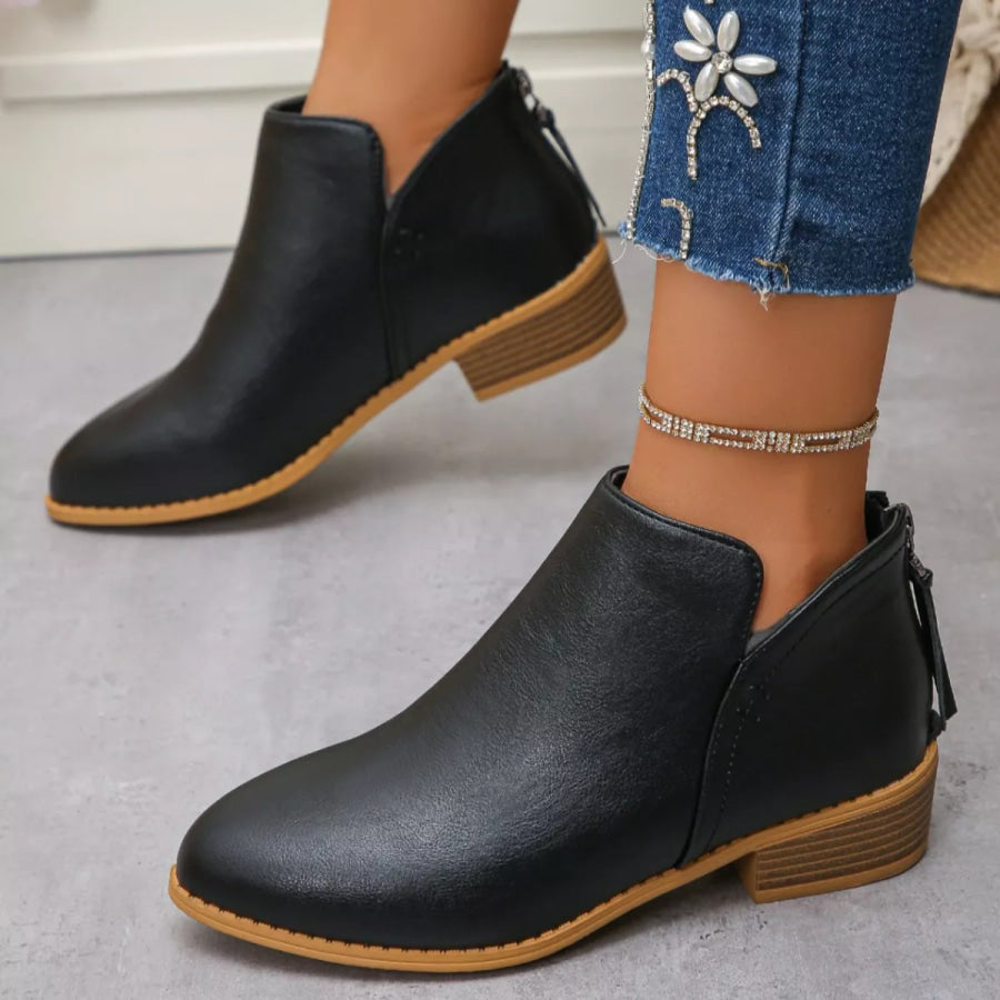 Point Toe Block Heels Boots Apparel and Accessories