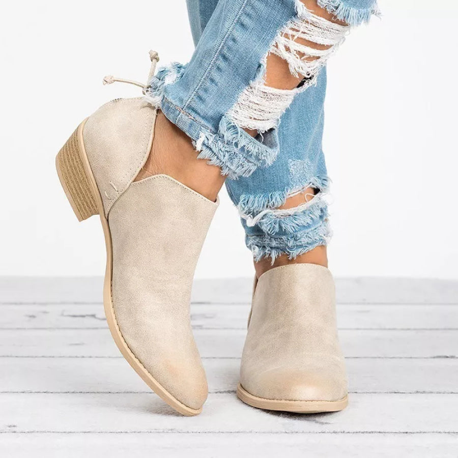 Point Toe Block Heels Boots Apparel and Accessories