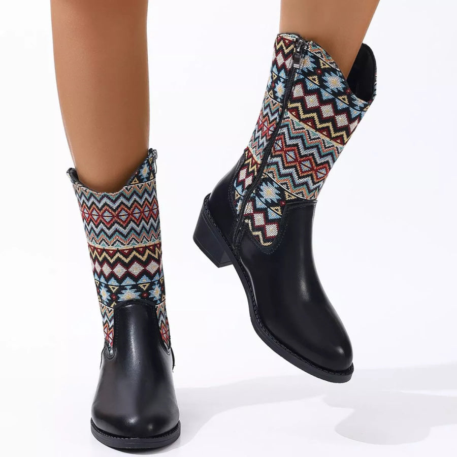Point Toe Block Heels Boots Apparel and Accessories