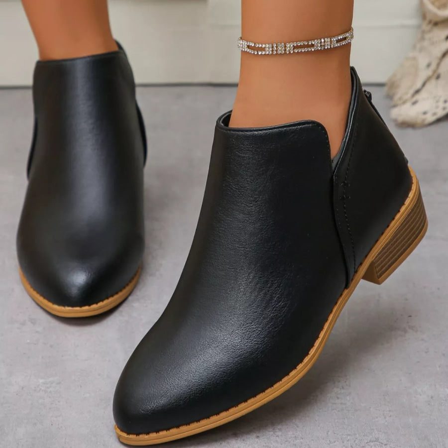 Point Toe Block Heels Boots Apparel and Accessories