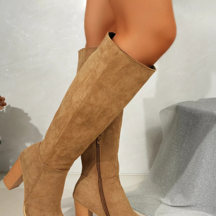 Point Toe Block Heels Boots Apparel and Accessories