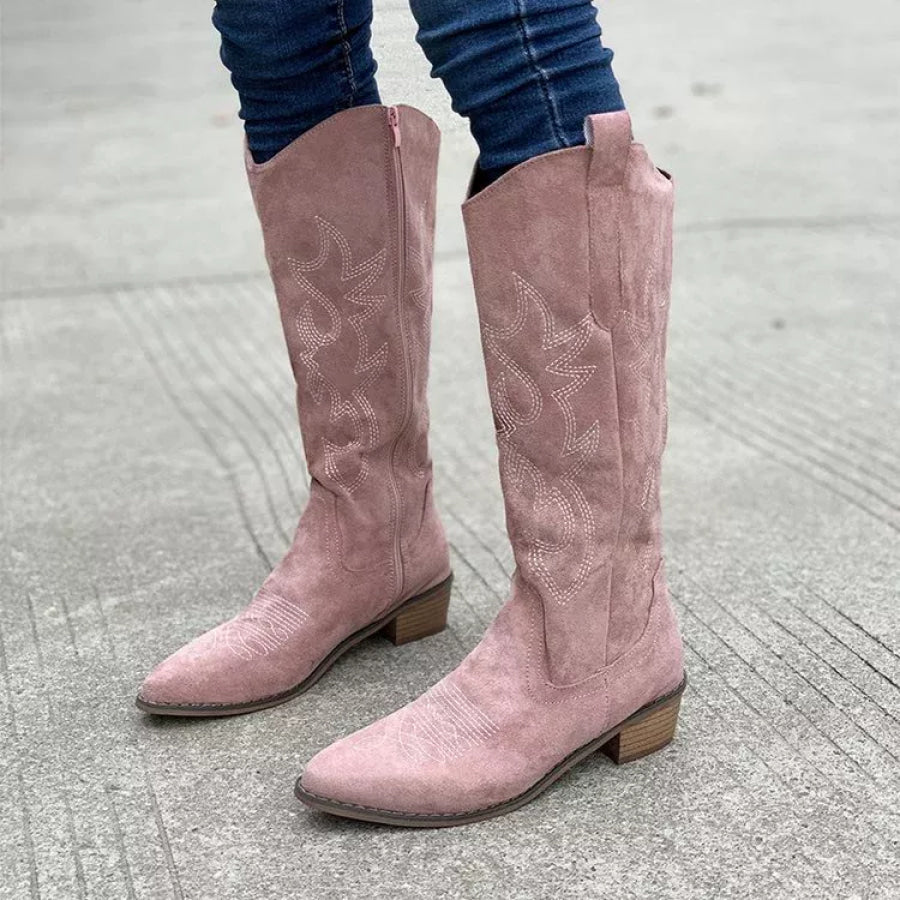 Point Toe Block Heels Boots Apparel and Accessories