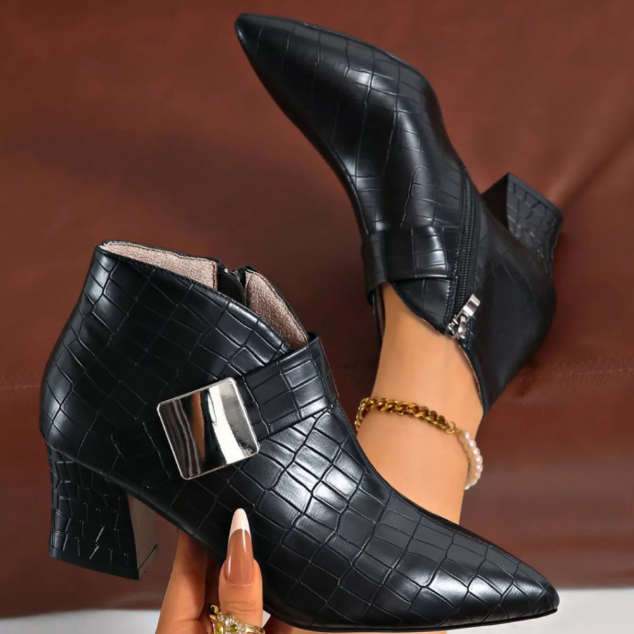 Point Toe Block Heels Boots Apparel and Accessories