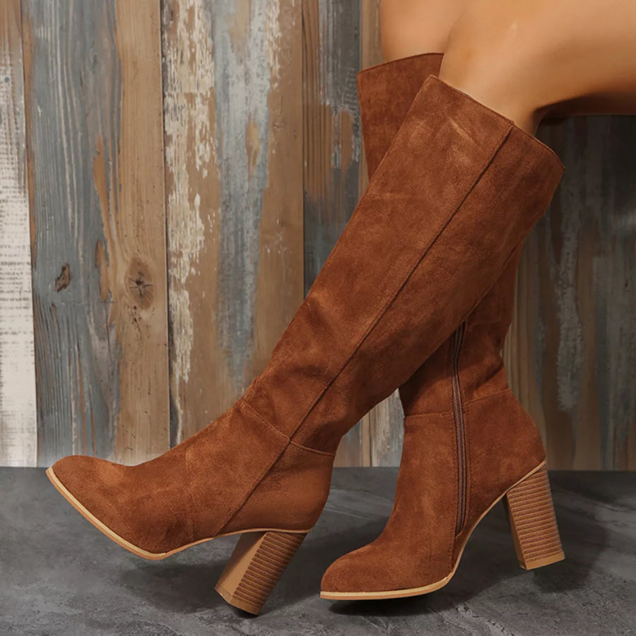 Point Toe Block Heels Boots Apparel and Accessories