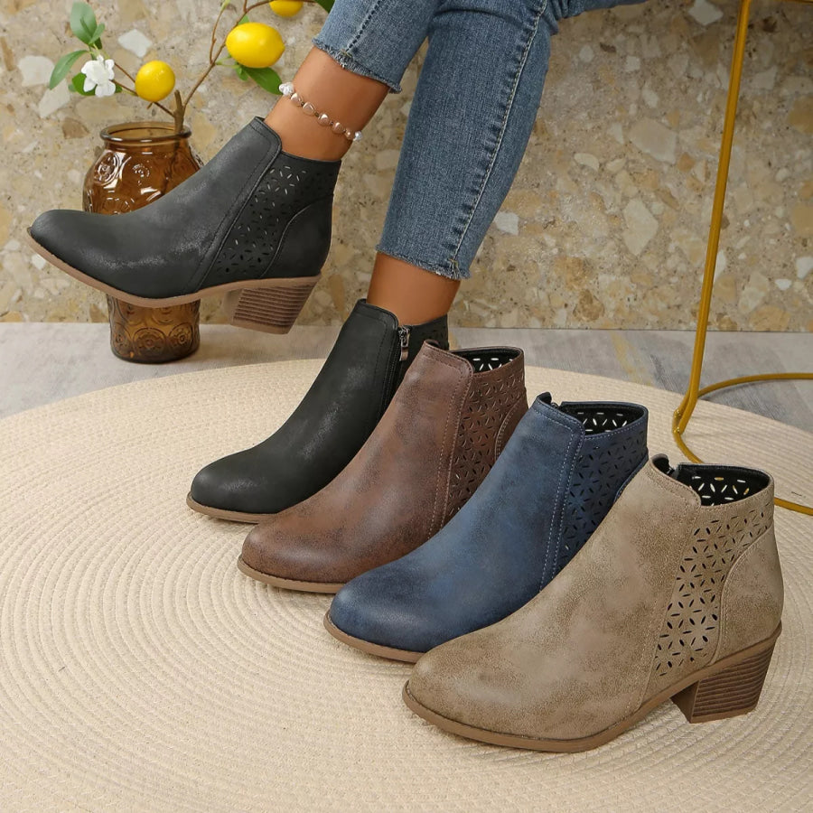 Point Toe Block Heels Boots Apparel and Accessories