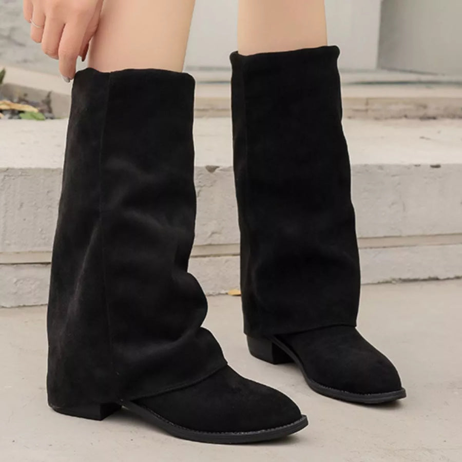 Point Toe Block Heels Boots Apparel and Accessories
