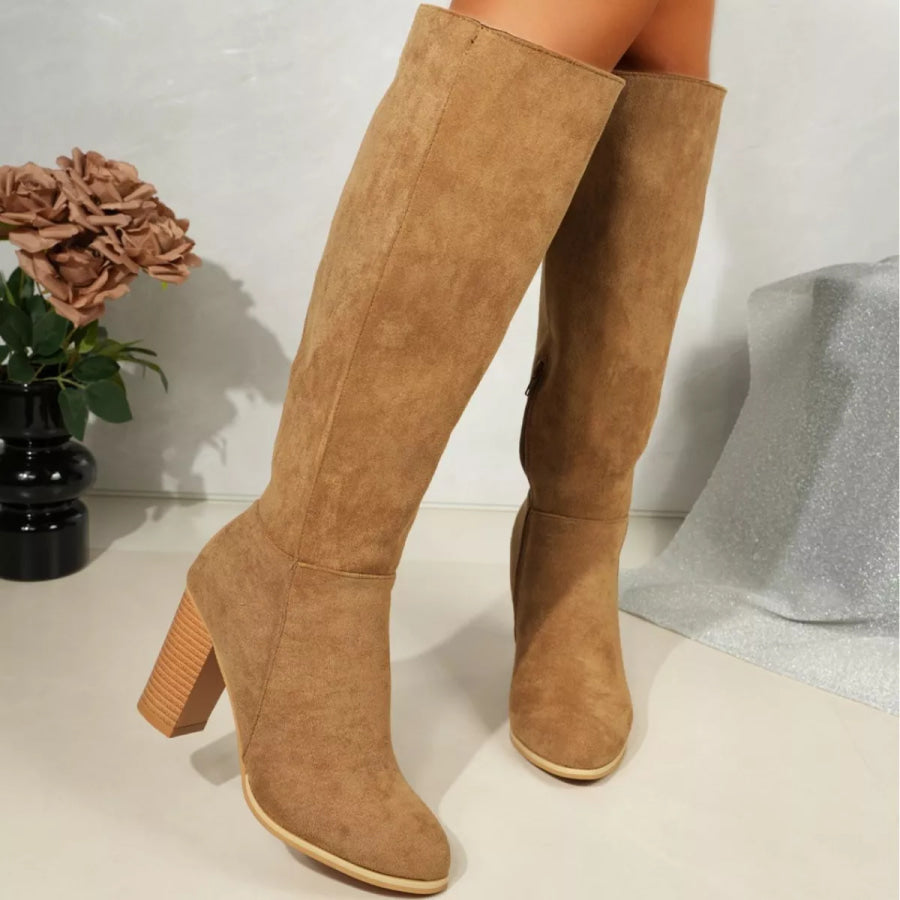 Point Toe Block Heels Boots Apparel and Accessories