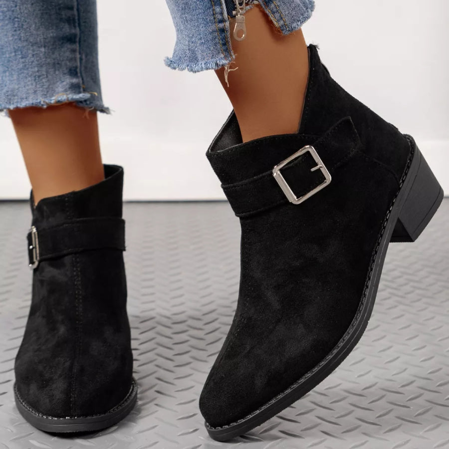 Point Toe Block Heels Boots Apparel and Accessories