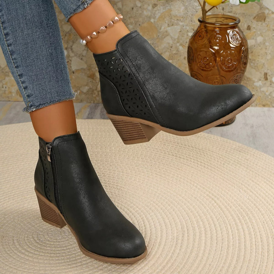 Point Toe Block Heels Boots Apparel and Accessories