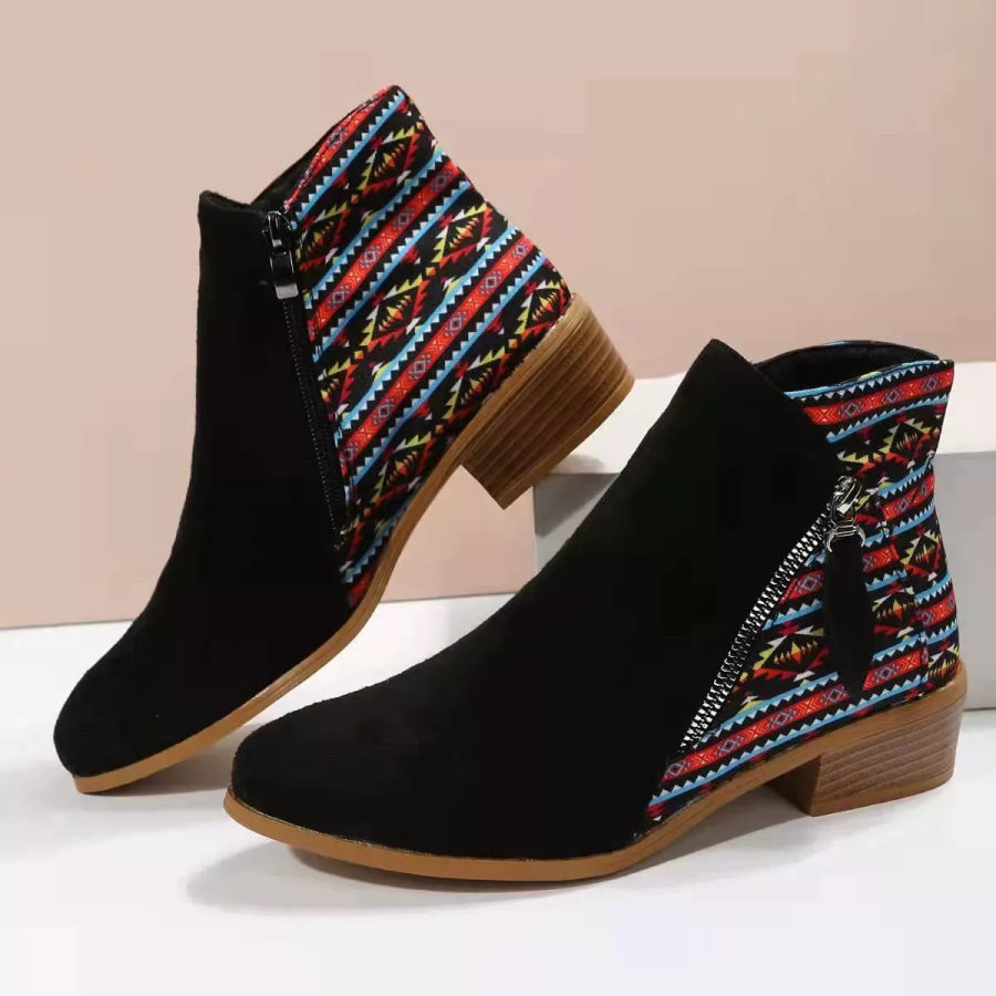 Point Toe Block Heels Boots Apparel and Accessories