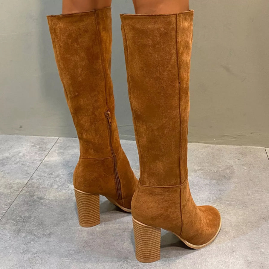 Point Toe Block Heels Boots Apparel and Accessories