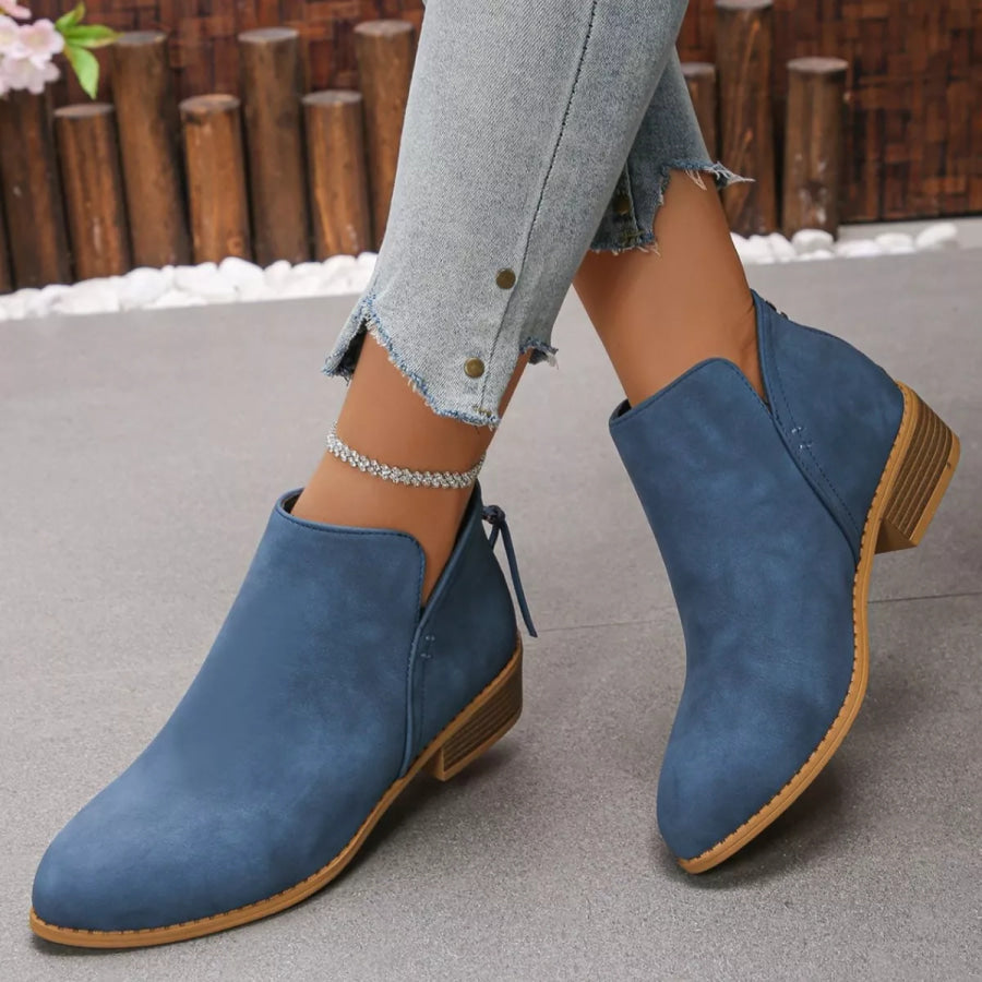 Point Toe Block Heels Boots Apparel and Accessories