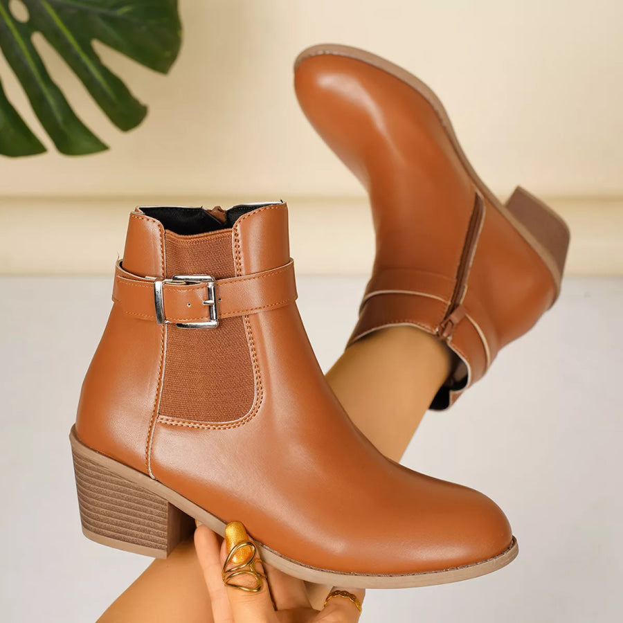 Point Toe Block Heels Boots Apparel and Accessories