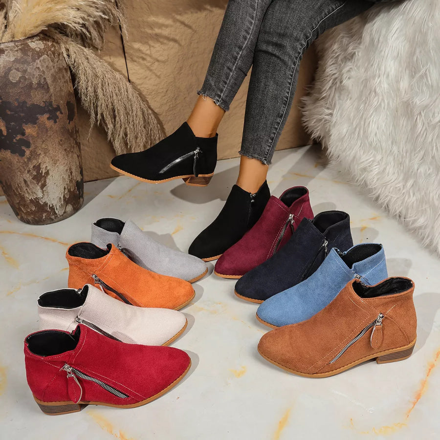 Point Toe Block Heels Boots Apparel and Accessories